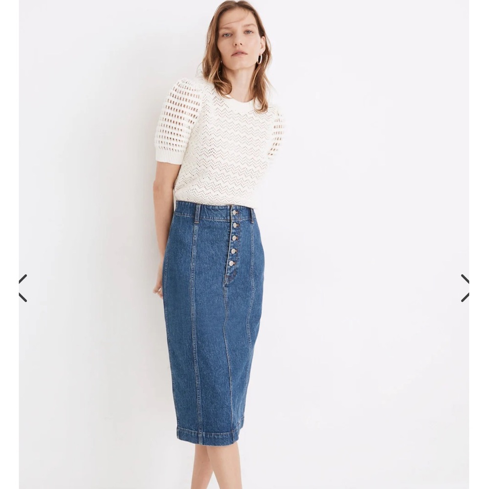 Madewell Denim Button Front Midi Skirt